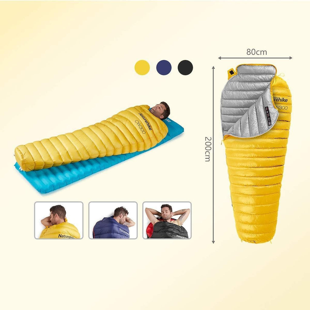 Naturehike 0 Degree Mummy Goose down Sleeping Bag, Compact Ultralight Sleeping Bag for Adults Cold Weather