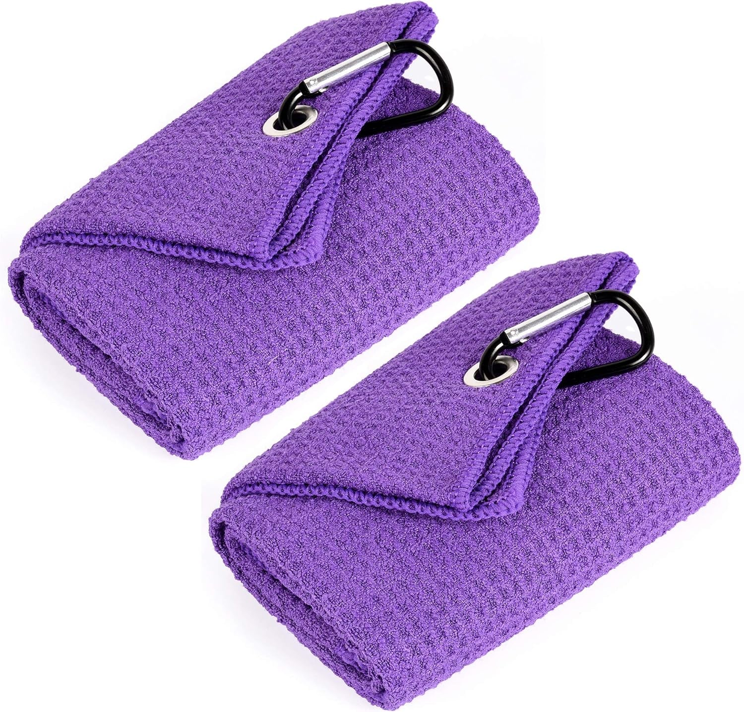 Mile High Life Tri-Fold Golf Towel | Premium Microfiber Fabric | Waffle Pattern | with Heavy Duty Carabiner Clip | Golf Towel for Men and Women (Orange)