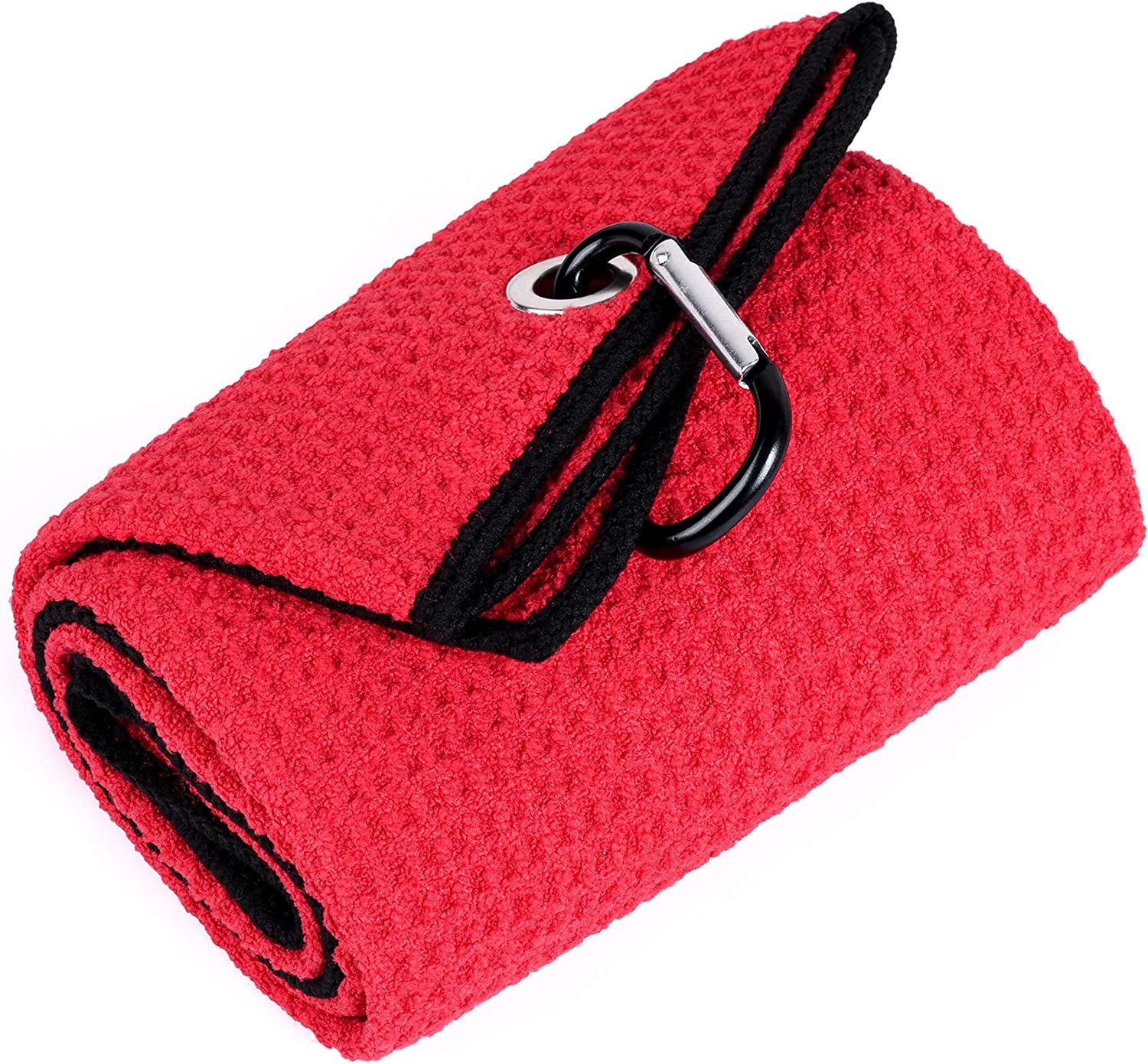 Mile High Life Tri-Fold Golf Towel | Premium Microfiber Fabric | Waffle Pattern | with Heavy Duty Carabiner Clip | Golf Towel for Men and Women (Orange)