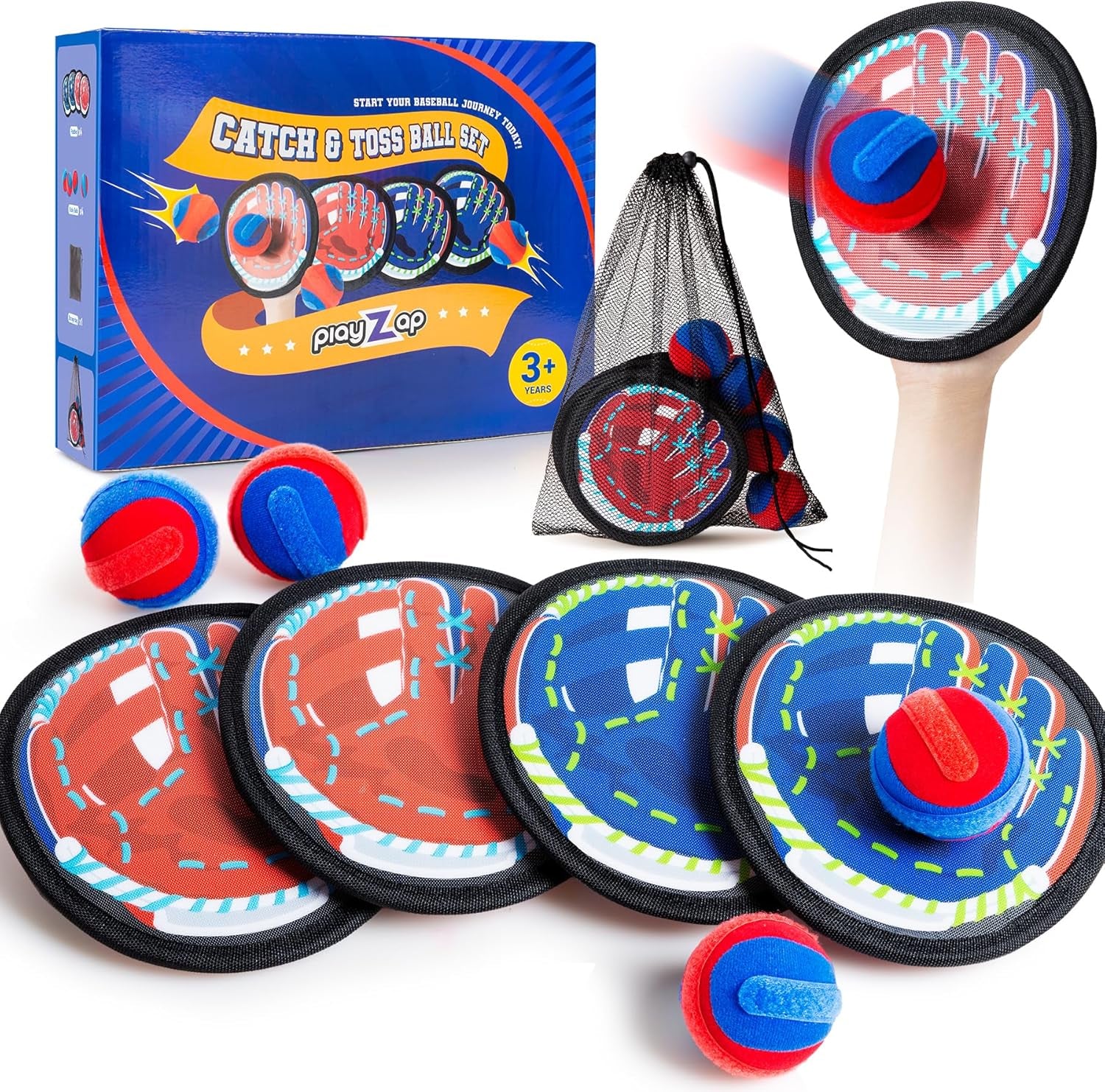 EVERICH Upgraded Toss and Catch Ball Game Set - Indoor and Outdoor Games for Kids 3-12, Beach Sand Pool Water Toy Includes 2 Paddles 2 Sticky Balls, Great Birthday Easter Gifts for Boys Girls