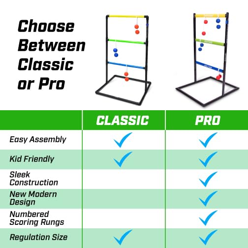 GoSports Ladder Toss Indoor & Outdoor Game Set with 6 Soft Rubber Bolo Balls and Travel Carrying Case - Choose Pro or Classic