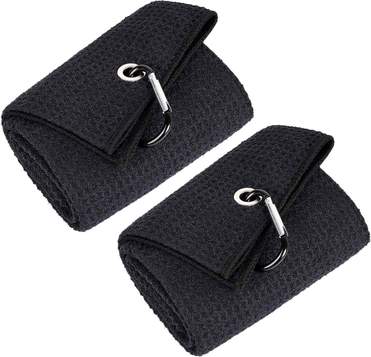 Mile High Life Tri-Fold Golf Towel | Premium Microfiber Fabric | Waffle Pattern | with Heavy Duty Carabiner Clip | Golf Towel for Men and Women (Orange)