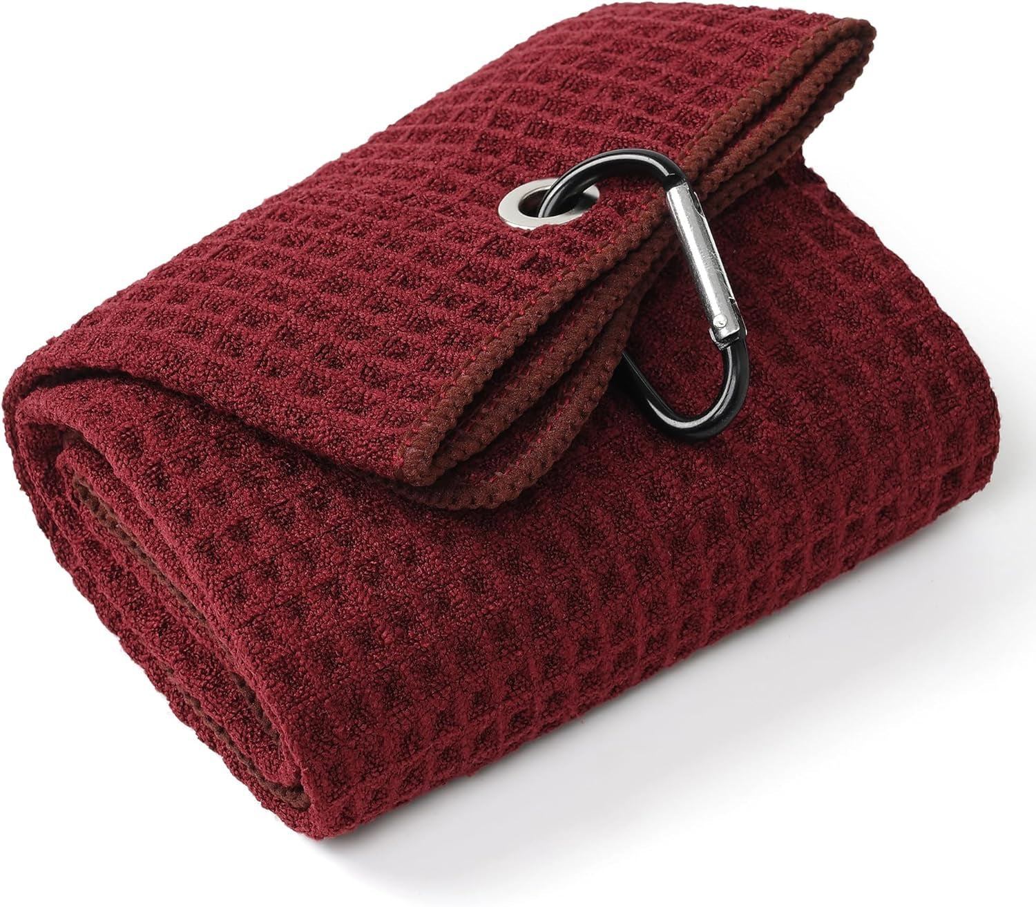 Mile High Life Tri-Fold Golf Towel | Premium Microfiber Fabric | Waffle Pattern | with Heavy Duty Carabiner Clip | Golf Towel for Men and Women (Orange)