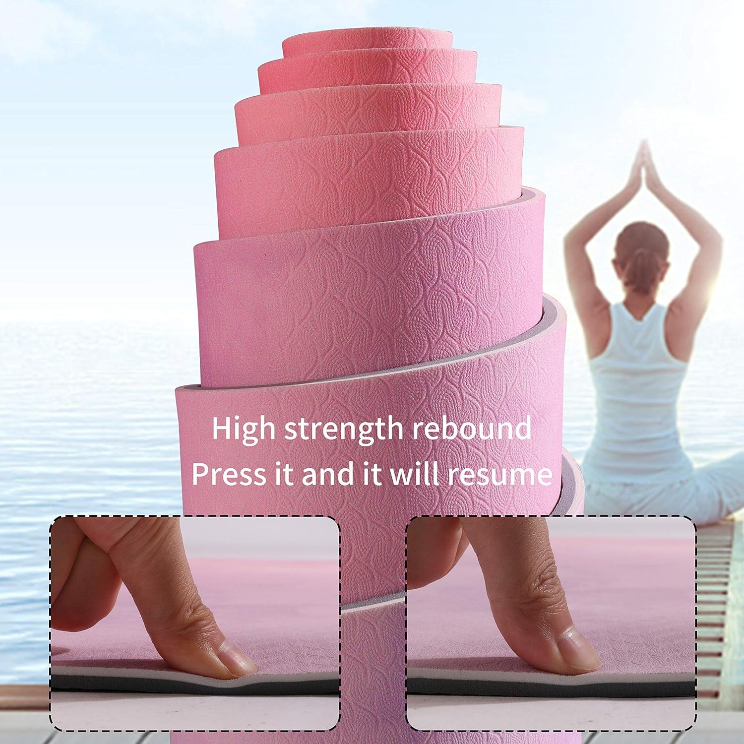 Printed Yoga Mat Non Slip Eco Friendly 72 X 27 Inch,Thick 1/4Inch Fitness Exercise Mat for Pilates,Gym Home or Workout Mat with Carrying Strap 6Mm