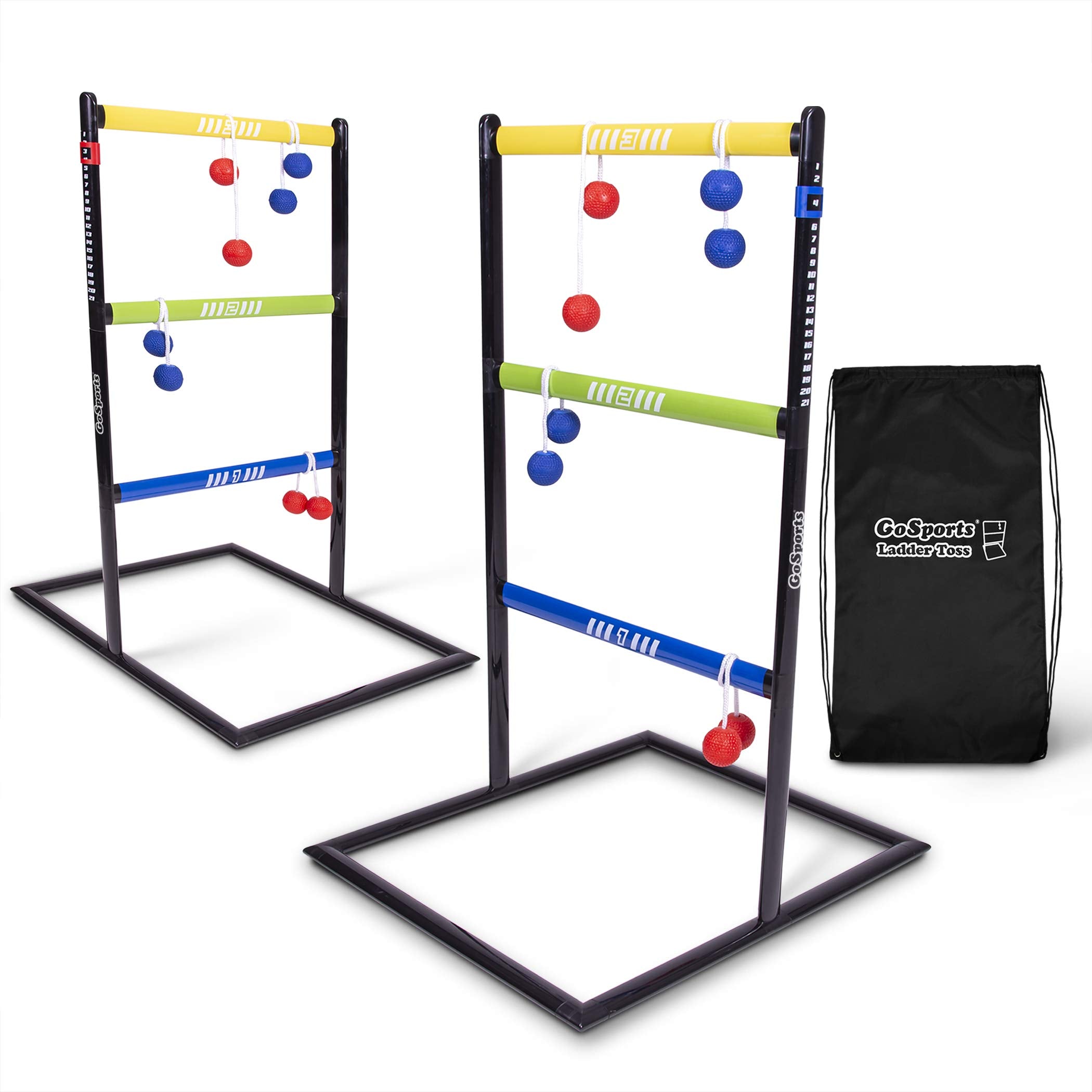 GoSports Ladder Toss Indoor & Outdoor Game Set with 6 Soft Rubber Bolo Balls and Travel Carrying Case - Choose Pro or Classic