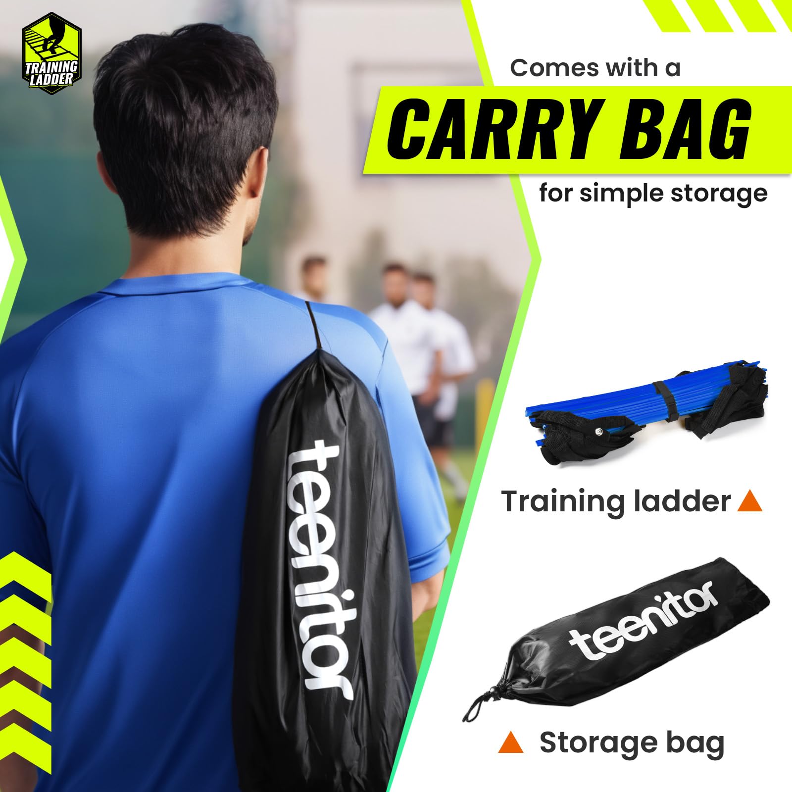 Teenitor Agility Ladder Speed Ladder Training Ladder for Soccer, Speed, Football Fitness Feet Training Carry Bag Agility Training Equipment 13 rungs, 23 feet