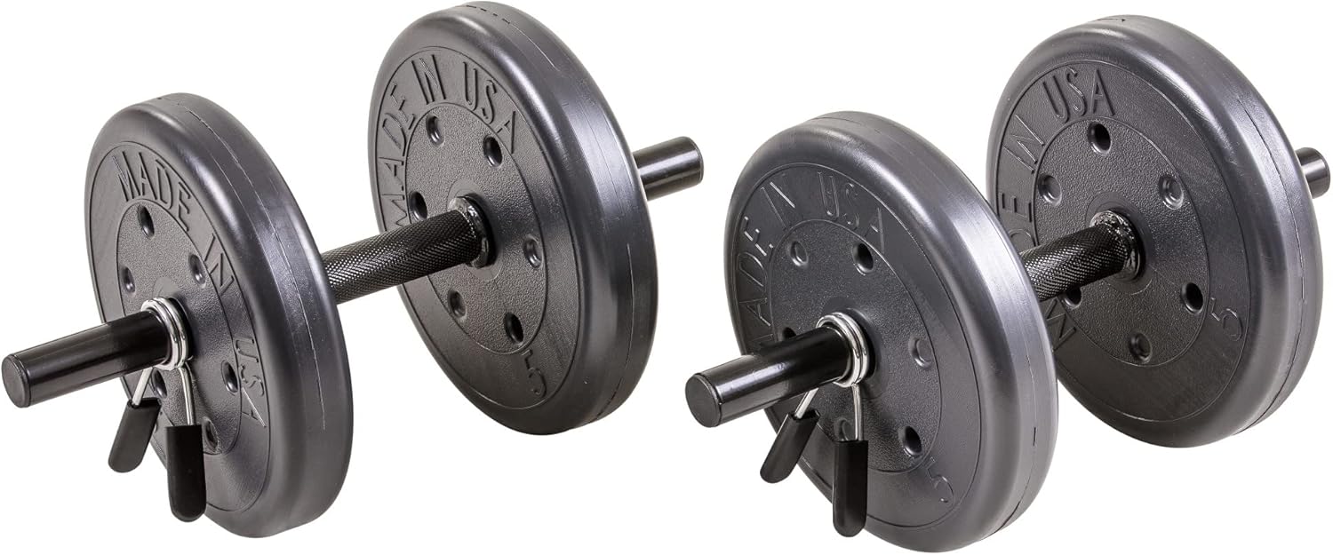 US Weight 105 Pound Barbell Weight Set for Home Gym| Adjustable Weight Set with Two Dumbbell Bars and Full 6 Ft Bar, Black