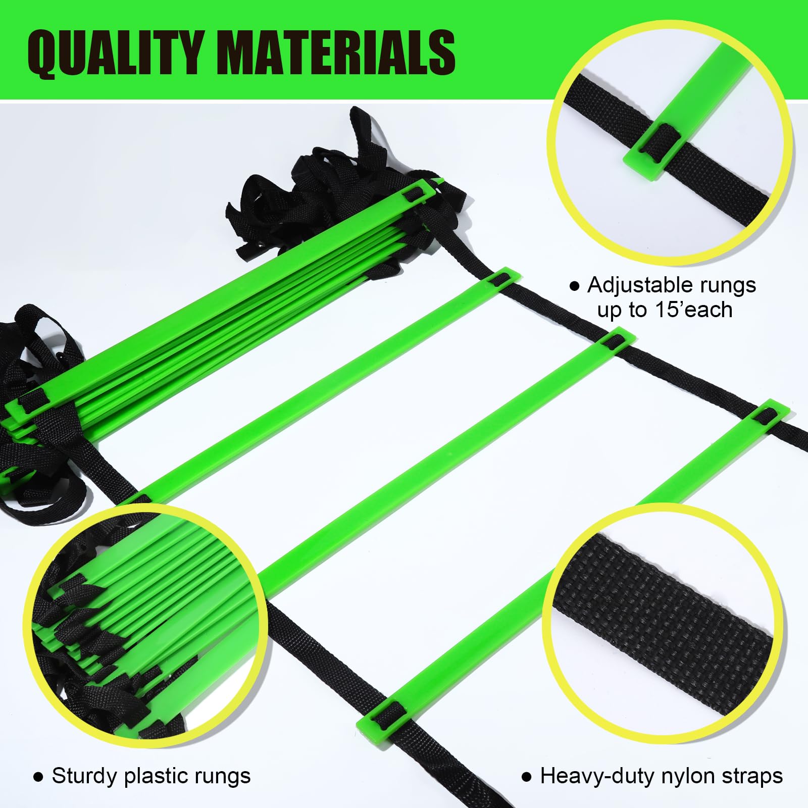 Teenitor Agility Ladder Speed Ladder Training Ladder for Soccer, Speed, Football Fitness Feet Training Carry Bag Agility Training Equipment 13 rungs, 23 feet