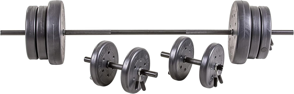 US Weight 105 Pound Barbell Weight Set for Home Gym| Adjustable Weight Set with Two Dumbbell Bars and Full 6 Ft Bar, Black