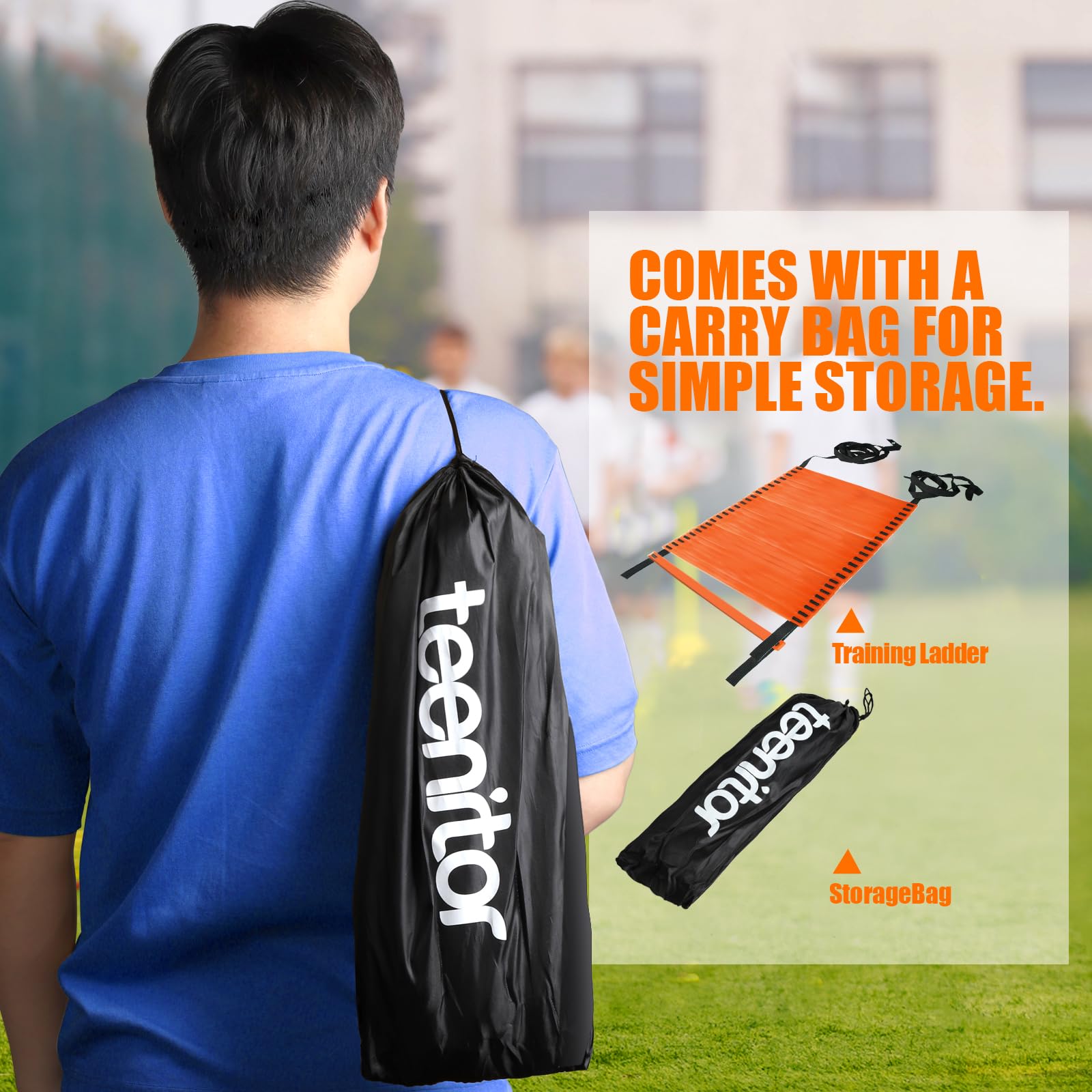 Teenitor Agility Ladder Speed Ladder Training Ladder for Soccer, Speed, Football Fitness Feet Training Carry Bag Agility Training Equipment 13 rungs, 23 feet