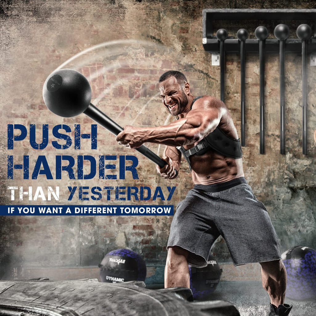 Yes4All Steel Mace Bell for Strength Training, Support Full Body, Muscles, Shoulder, Grips & Forearms Workouts, Stretching 5, 7, 10, 15, 20, 25, 30 LB for Woman & Man