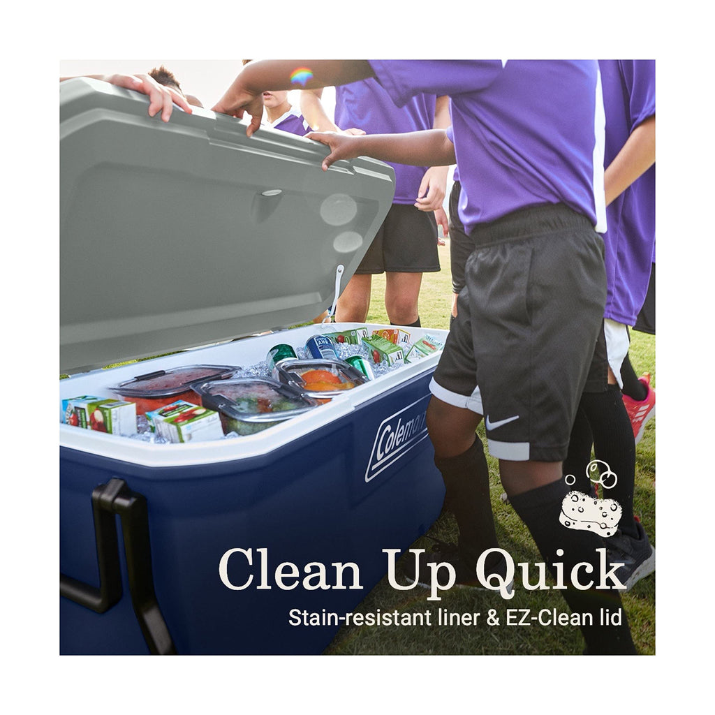 Coleman Classic Series Insulated Portable Rolling Cooler with Wheels, Leak-Resistant Outdoor Hard Cooler Keeps Ice up to 5 Days, 100-Quart