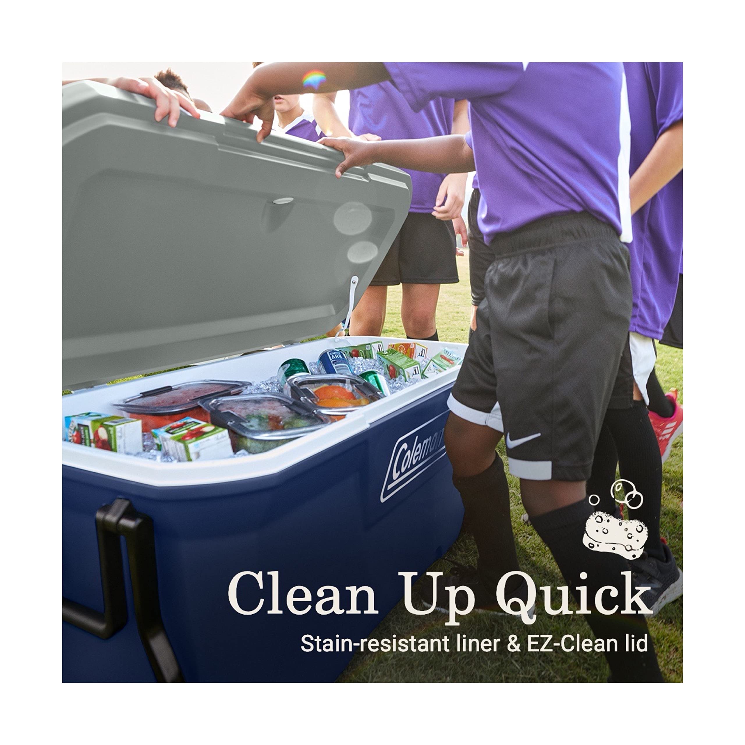 Coleman Classic Series Insulated Portable Rolling Cooler with Wheels, Leak-Resistant Outdoor Hard Cooler Keeps Ice up to 5 Days, 100-Quart