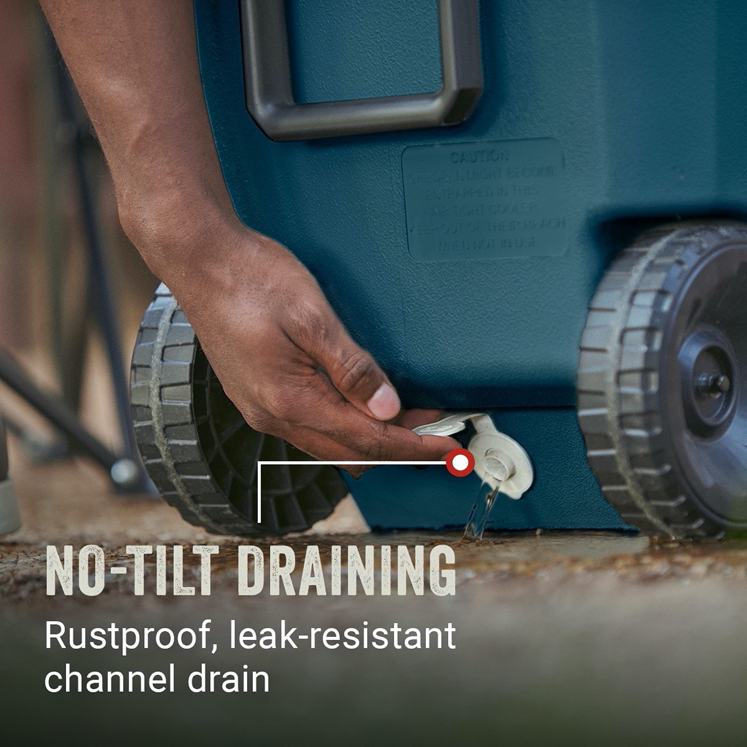 Coleman Classic Series Insulated Portable Rolling Cooler with Wheels, Leak-Resistant Outdoor Hard Cooler Keeps Ice up to 5 Days, 100-Quart