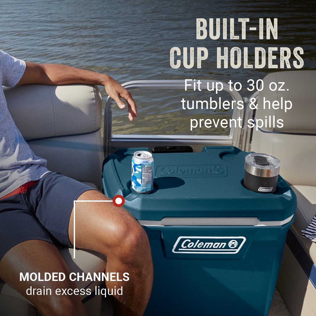 Coleman Classic Series Insulated Portable Rolling Cooler with Wheels, Leak-Resistant Outdoor Hard Cooler Keeps Ice up to 5 Days, 100-Quart