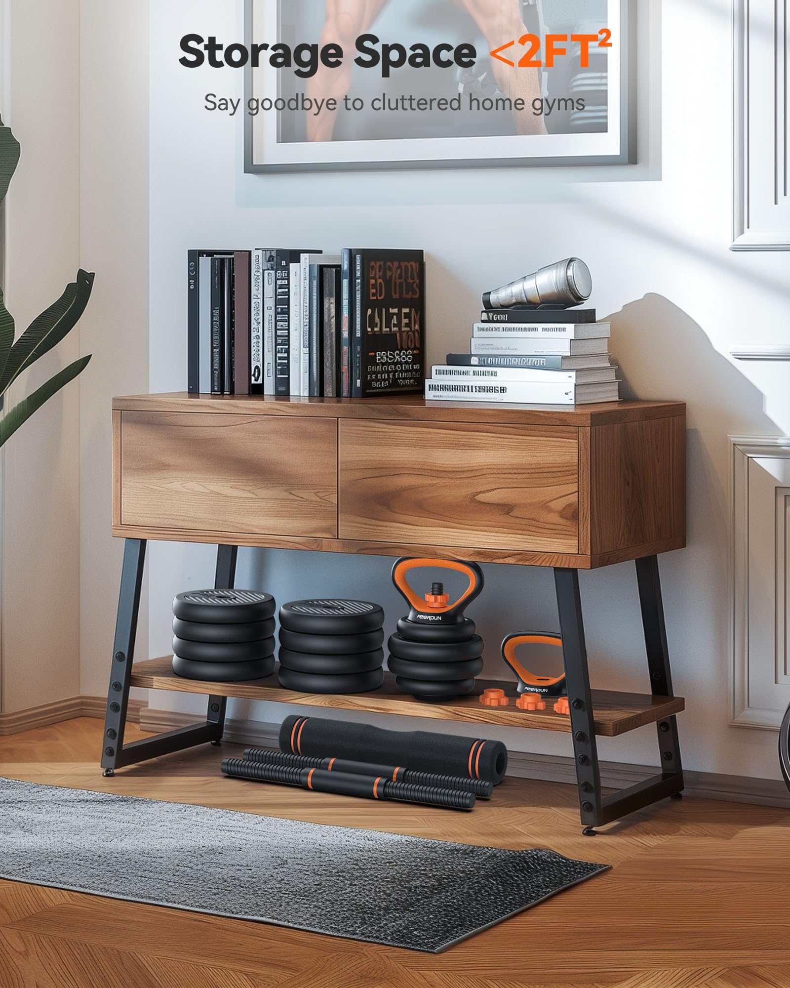 FEIERDUN Adjustable Dumbbells, 20/30/40/45/70/90lbs Free Weight Set with Connector, 5 in1 Dumbbells Set Used as Barbell, Kettlebells, Push up Stand, Weight Plate, Fitness Exercises for Home Gym Suitable Men/Women