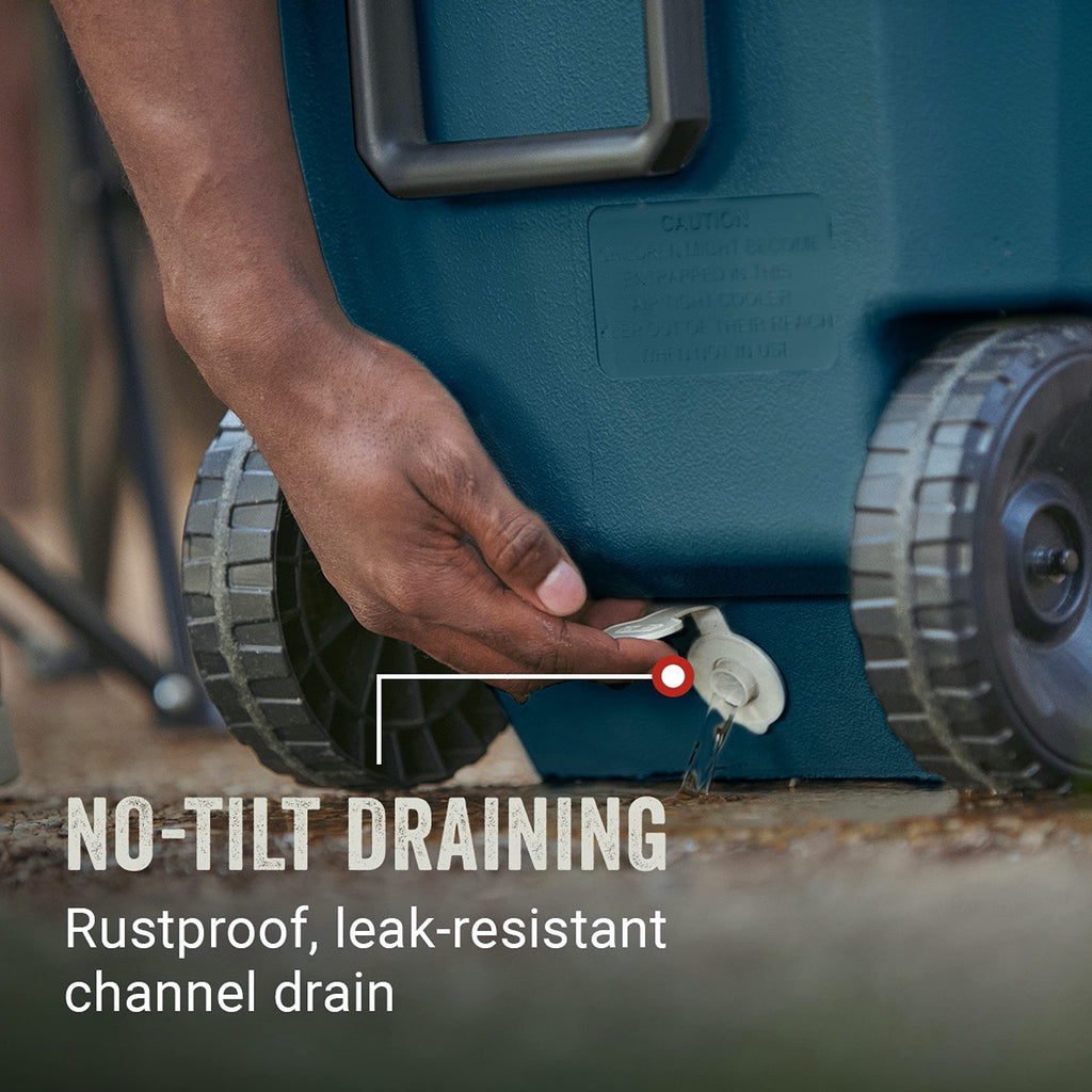 Coleman Classic Series Insulated Portable Rolling Cooler with Wheels, Leak-Resistant Outdoor Hard Cooler Keeps Ice up to 5 Days, 100-Quart