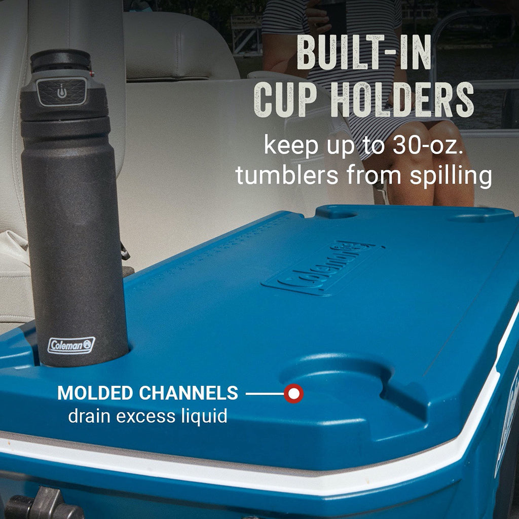 Coleman Classic Series Insulated Portable Rolling Cooler with Wheels, Leak-Resistant Outdoor Hard Cooler Keeps Ice up to 5 Days, 100-Quart