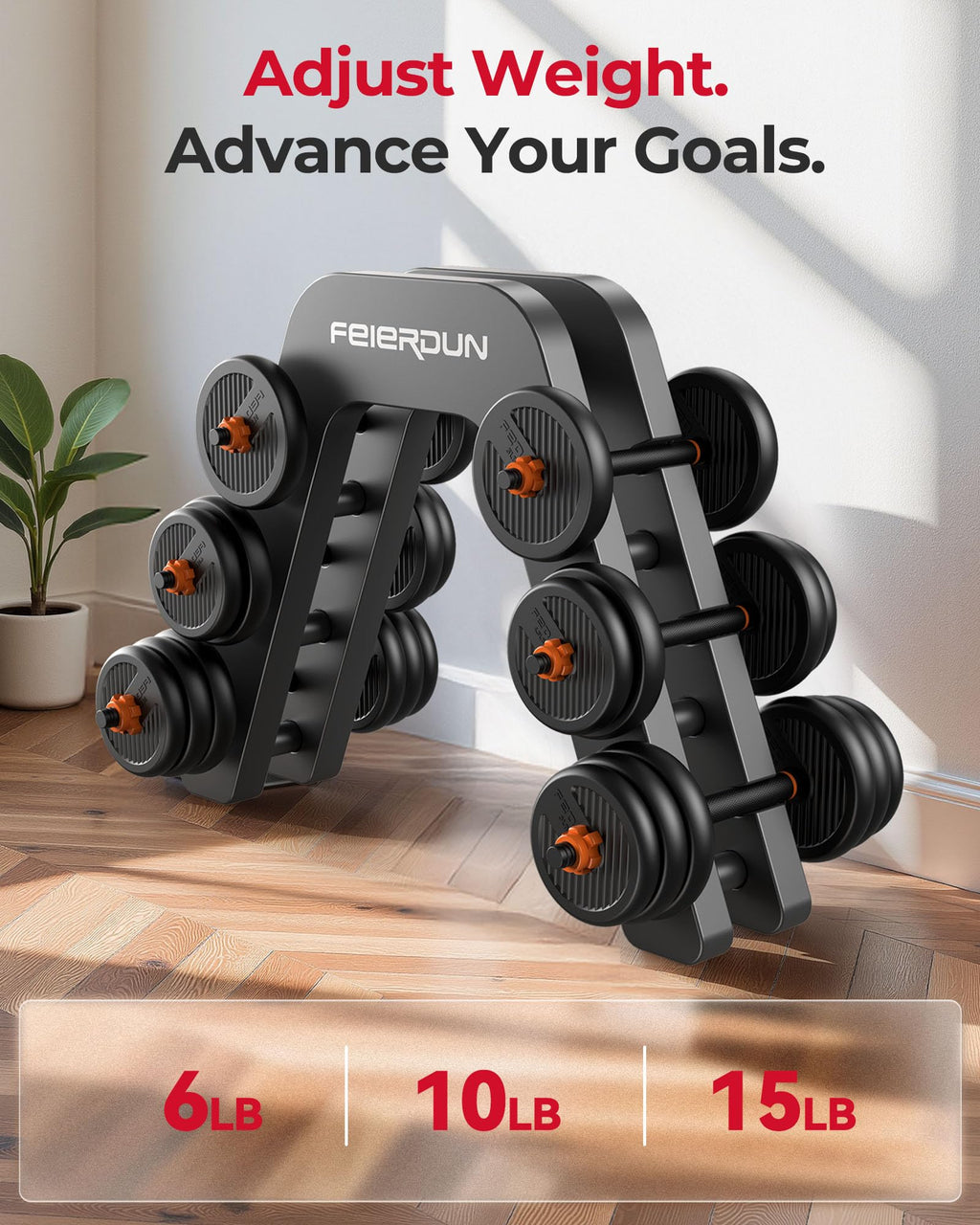 FEIERDUN Adjustable Dumbbells, 20/30/40/45/70/90lbs Free Weight Set with Connector, 5 in1 Dumbbells Set Used as Barbell, Kettlebells, Push up Stand, Weight Plate, Fitness Exercises for Home Gym Suitable Men/Women