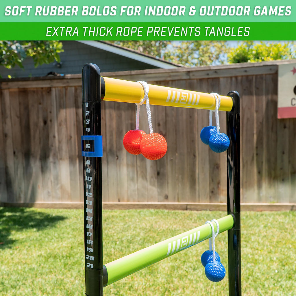 GoSports Ladder Toss Indoor & Outdoor Game Set with 6 Soft Rubber Bolo Balls and Travel Carrying Case - Choose Pro or Classic