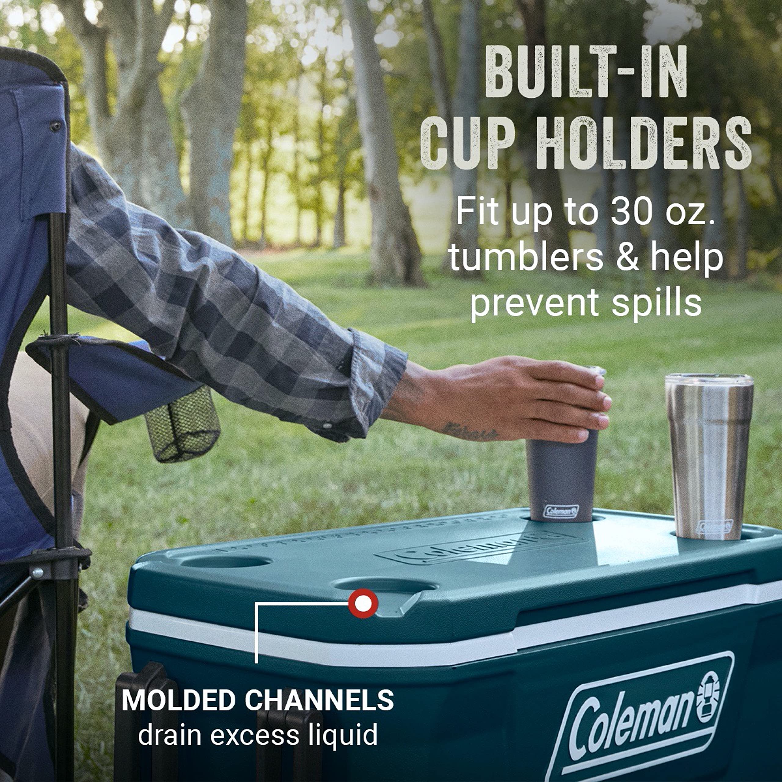 Coleman Classic Series Insulated Portable Rolling Cooler with Wheels, Leak-Resistant Outdoor Hard Cooler Keeps Ice up to 5 Days, 100-Quart