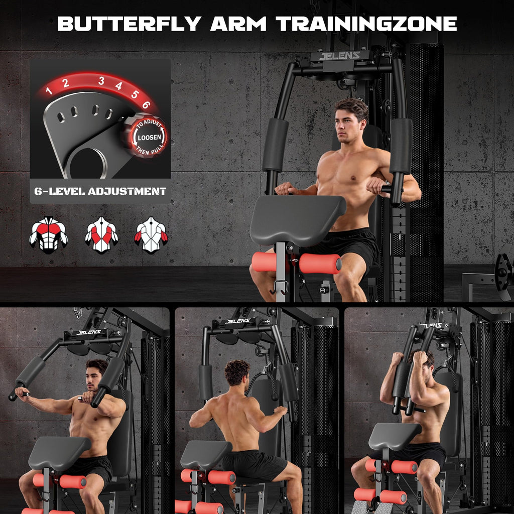 Home Gym, Multifunctional H11 Home Gym Equipment, Workout Station with 150LBS Weight Stack, Exercise Equipment with Pulley System for Full Body Training