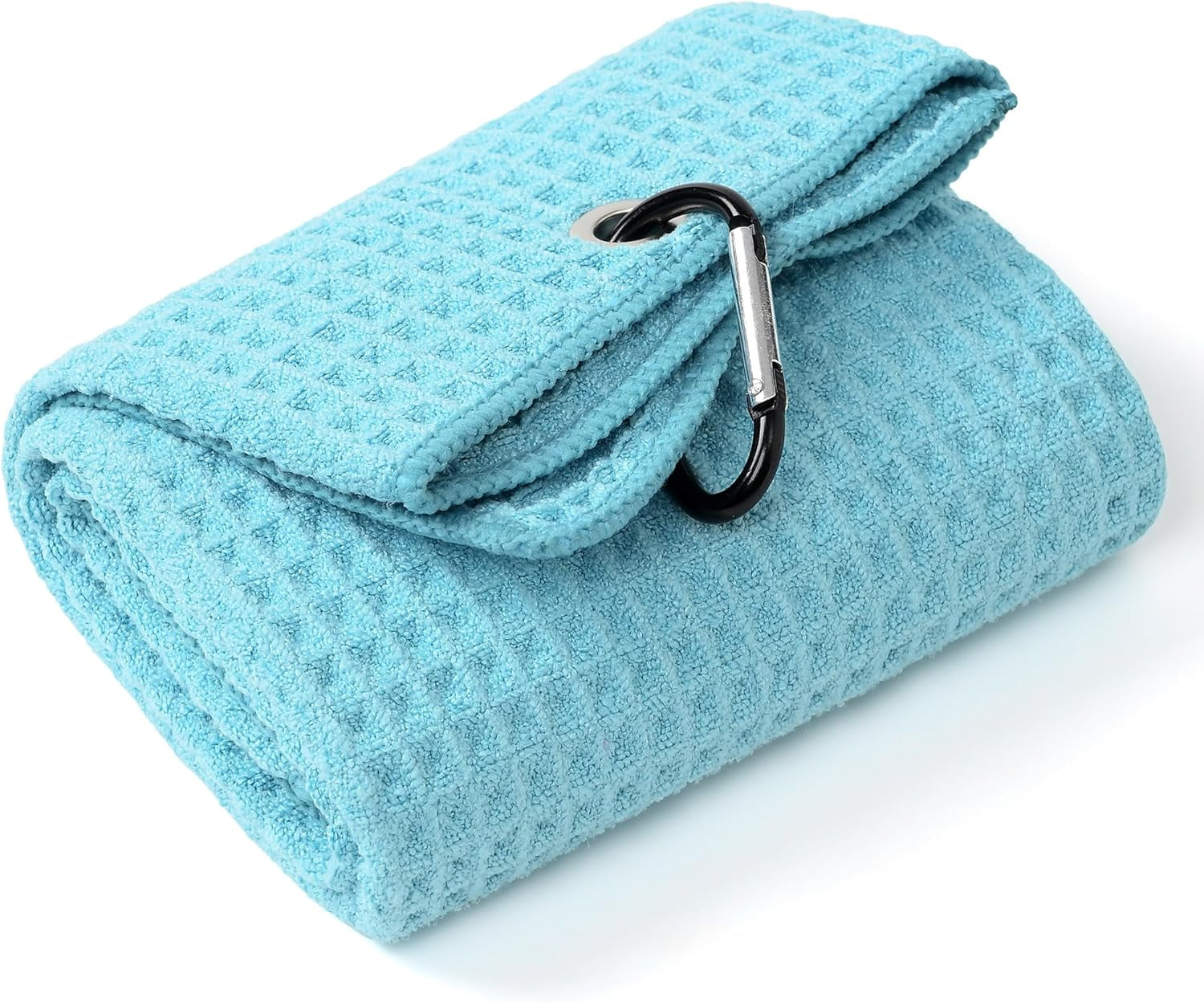 Mile High Life Tri-Fold Golf Towel | Premium Microfiber Fabric | Waffle Pattern | with Heavy Duty Carabiner Clip | Golf Towel for Men and Women (Orange)
