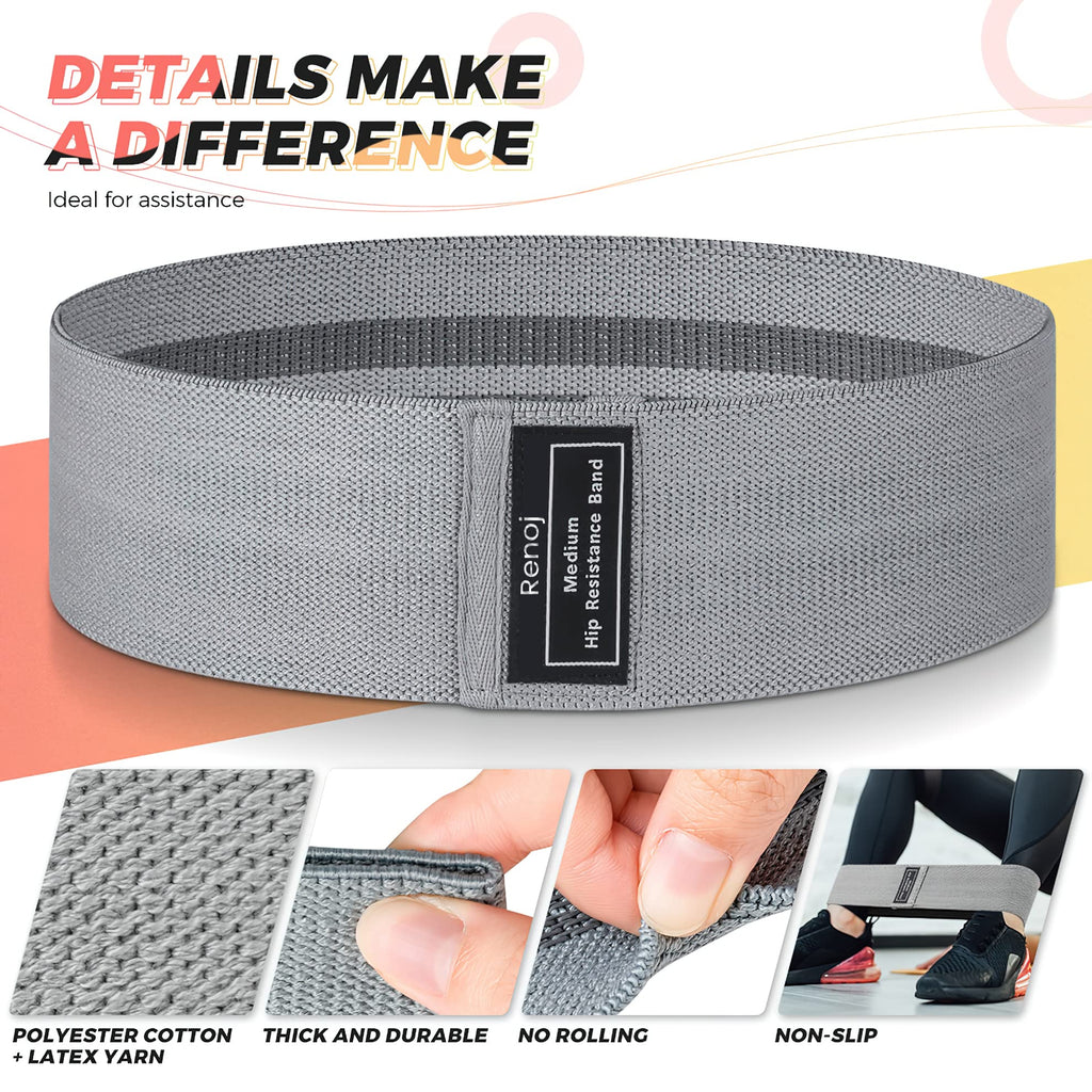 Renoj Resistance Bands, Yoga Starter Sets for Women and Men, 3 Set of Stretch Exercise Workout Bands for Booty Legs, Elastic Pilates Flexbands