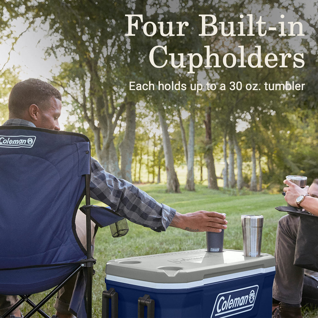 Coleman Classic Series Insulated Portable Rolling Cooler with Wheels, Leak-Resistant Outdoor Hard Cooler Keeps Ice up to 5 Days, 100-Quart