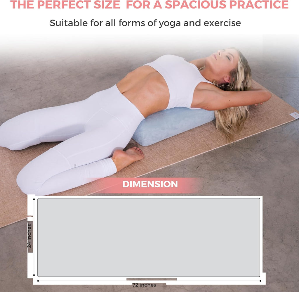 Ajna Organic Yoga Mat - Natural Jute Yoga Mats - Large Non Slip Eco Friendly Yoga Mats with Carrying Strap - Reversible Jute per - Extra Long Yoga Mat 72 Inch - 5Mm - All Types of Yoga - Vegan