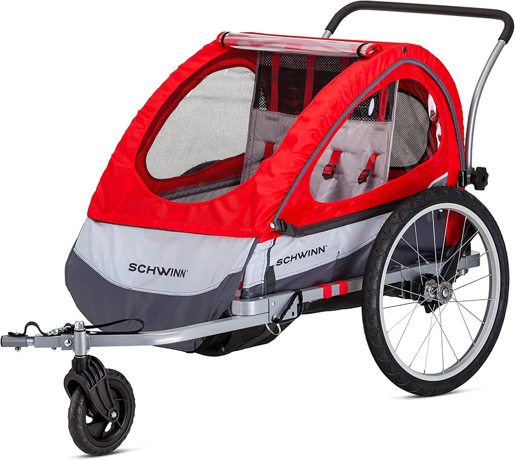 Schwinn Trailblazer Plus, Trailblazer, Joyrider or Echo Kids Bike Trailer, Single or Double Seat, Universal Coupler, Folding Frame, Quick-Release Wheels, Canopy, Schwinn Bike Trailer for Kids