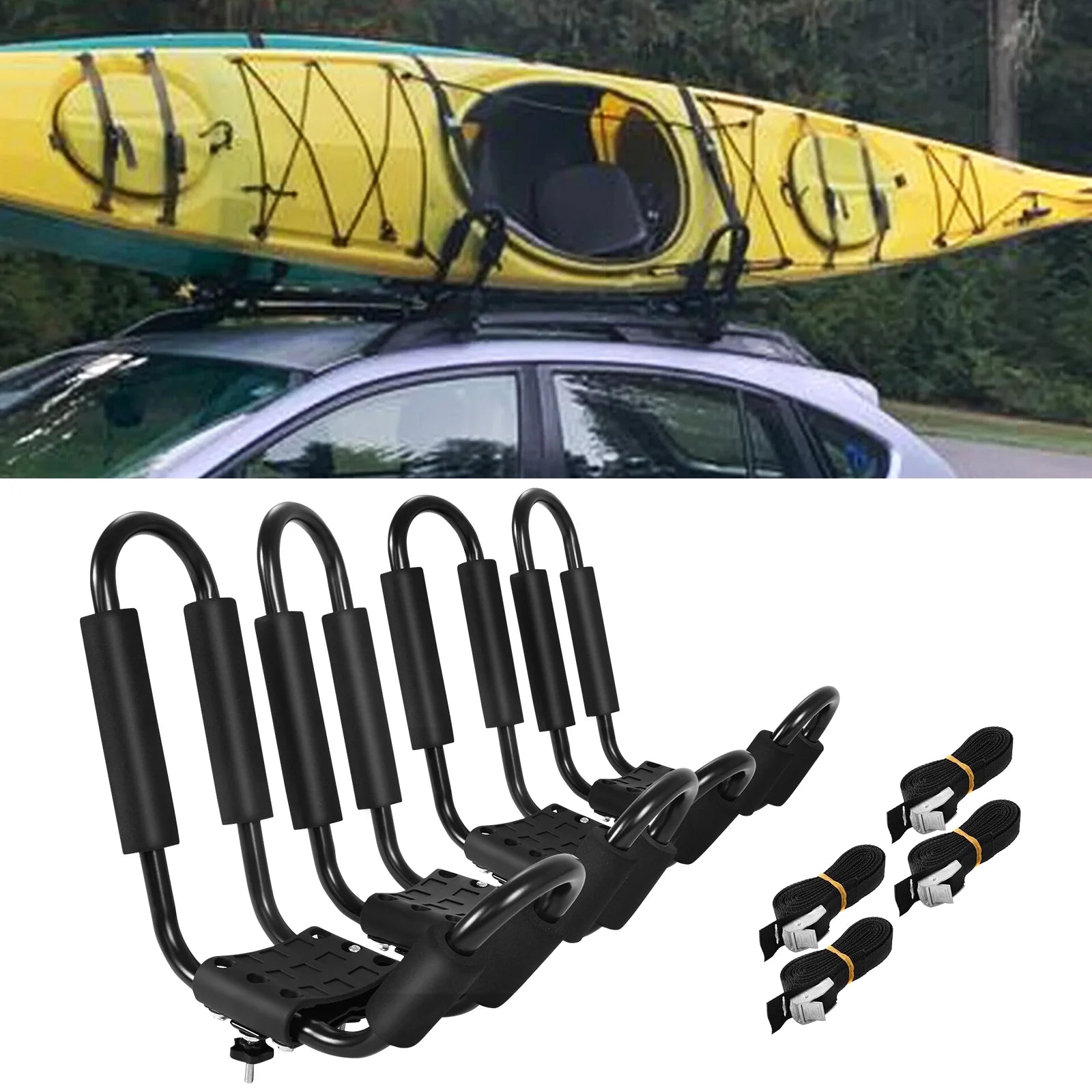 2 Pair Canoe Boat Kayak Car SUV Truck Top Roof Rack Mount Carrier J Cross Bar