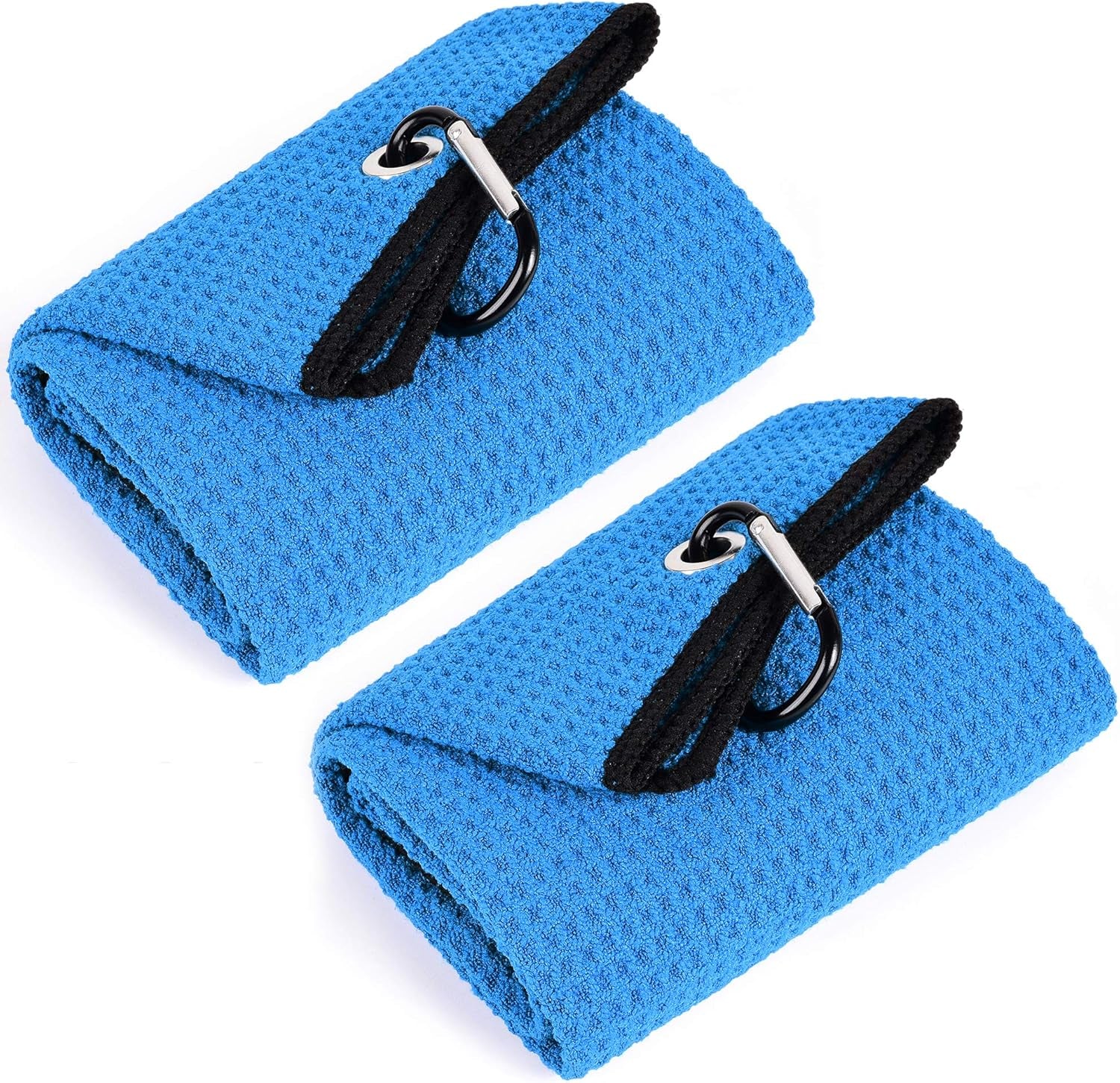 Mile High Life Tri-Fold Golf Towel | Premium Microfiber Fabric | Waffle Pattern | with Heavy Duty Carabiner Clip | Golf Towel for Men and Women (Orange)