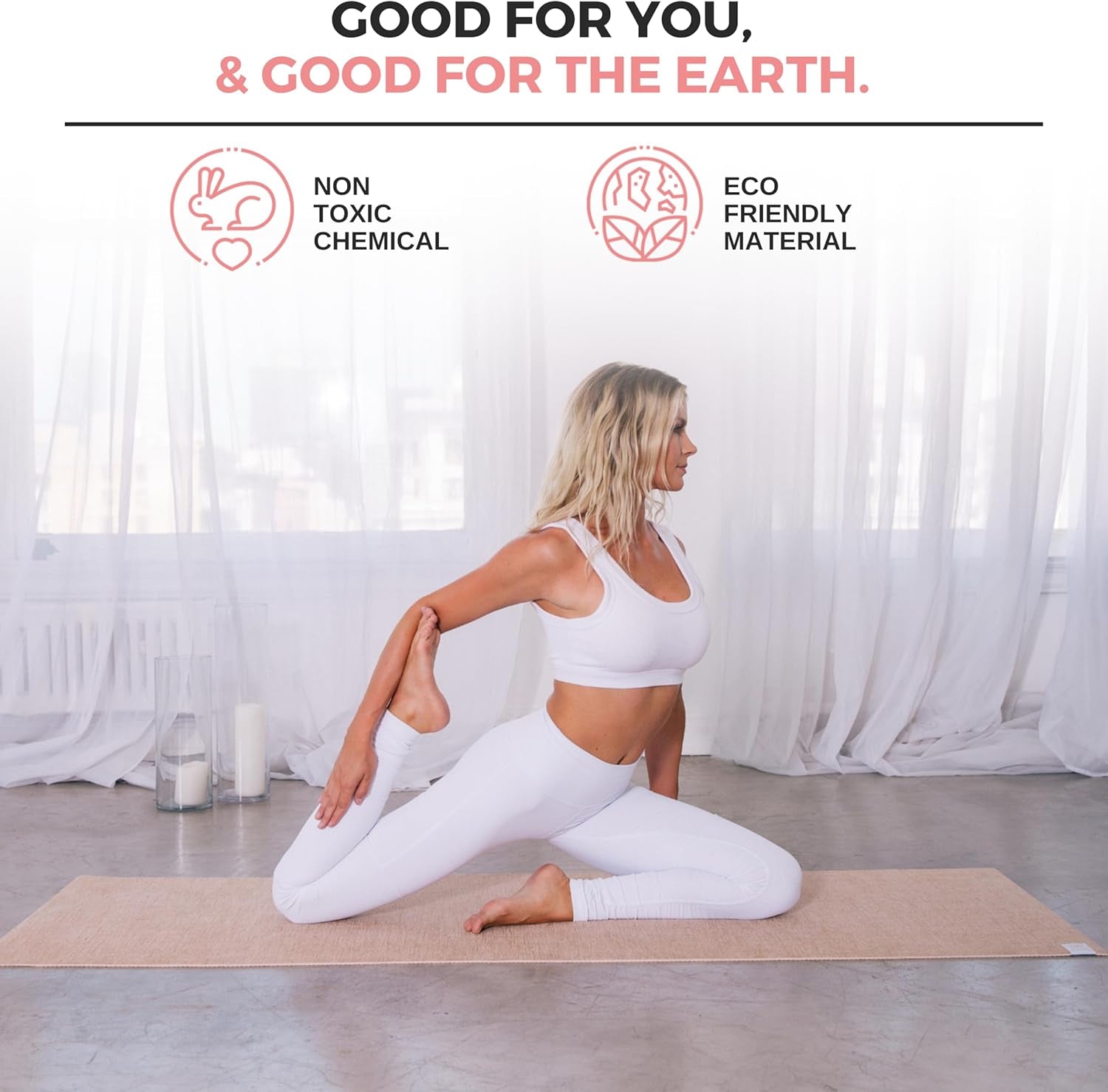 Ajna Organic Yoga Mat - Natural Jute Yoga Mats - Large Non Slip Eco Friendly Yoga Mats with Carrying Strap - Reversible Jute per - Extra Long Yoga Mat 72 Inch - 5Mm - All Types of Yoga - Vegan