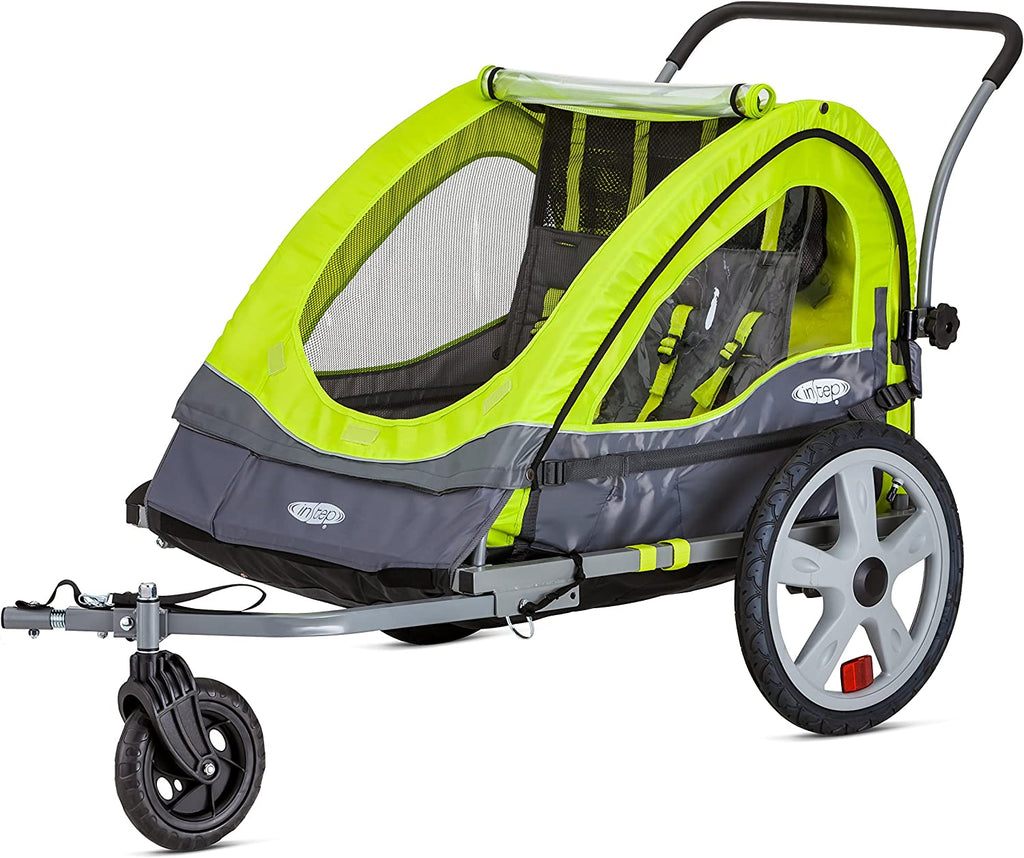 Instep Quick-N-Ez Double Tow behind Bike Trailer for Toddlers, Kids, Converts to Stroller, Jogger, 2-In-1 Canopy, Universal Bicycle Coupler, Folding Frame, Multiple Colors