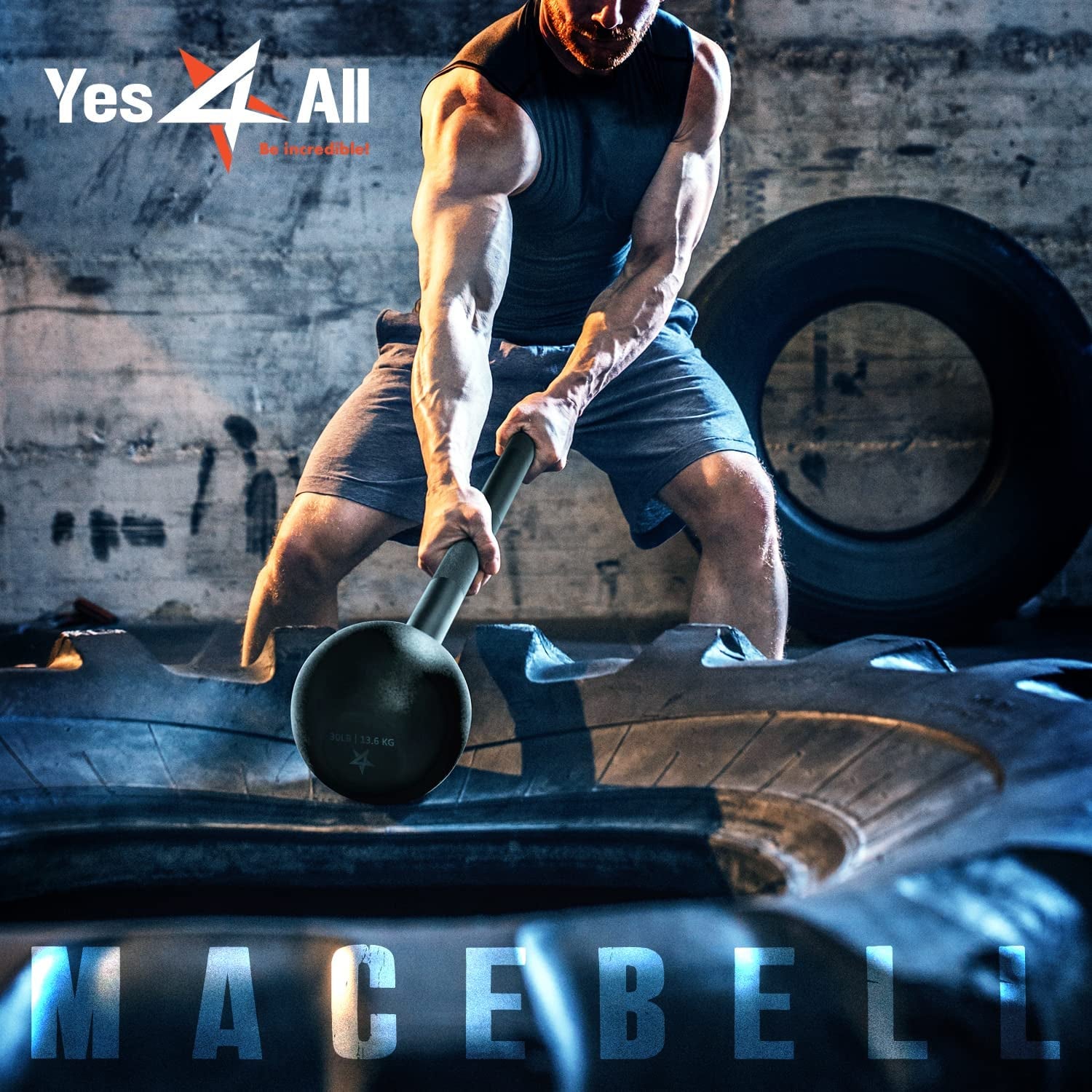 Yes4All Steel Mace Bell for Strength Training, Support Full Body, Muscles, Shoulder, Grips & Forearms Workouts, Stretching 5, 7, 10, 15, 20, 25, 30 LB for Woman & Man