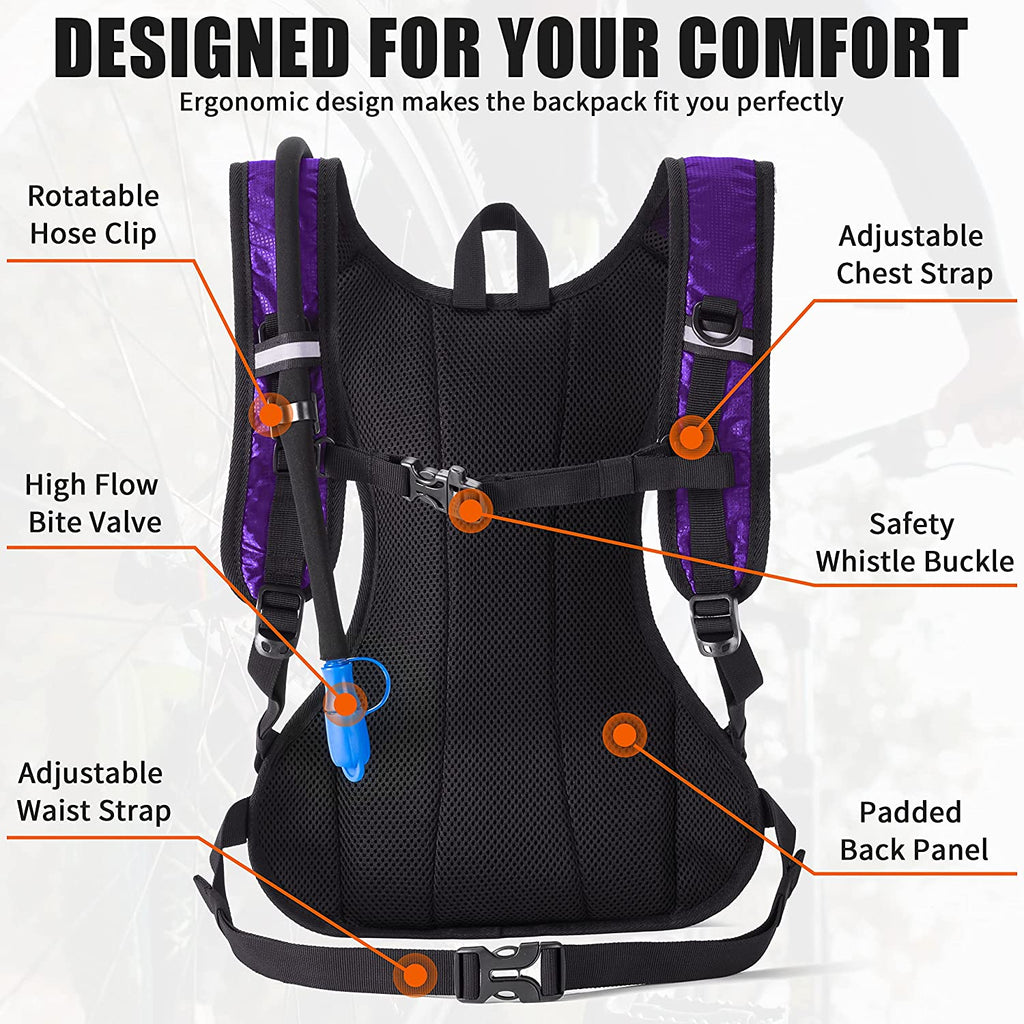 MIRACOL Hydration Pack Water Backpack - Water Pack with 2L Water Bladder - Hydration Backpack Hydropack for Running Biking Cycling Hiking Rave Festival