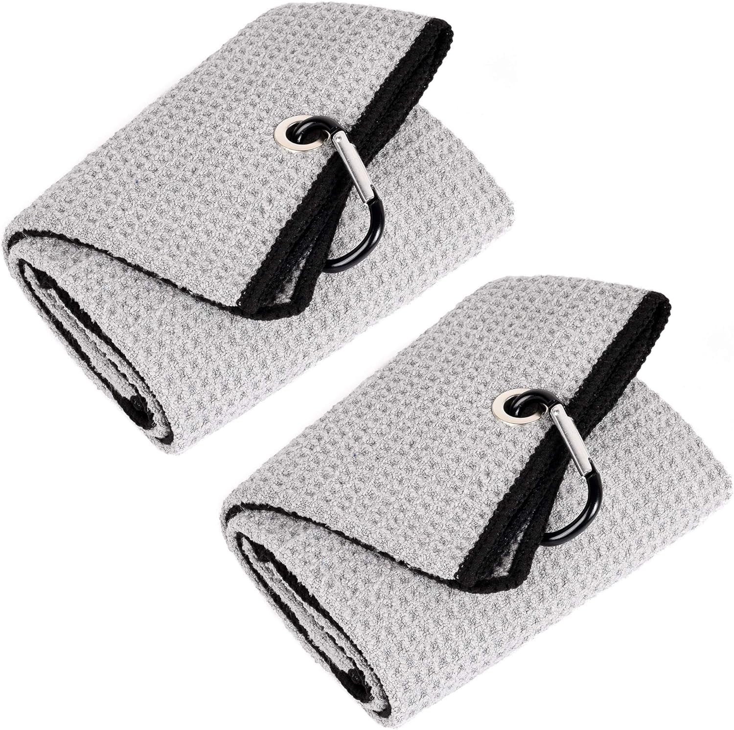 Mile High Life Tri-Fold Golf Towel | Premium Microfiber Fabric | Waffle Pattern | with Heavy Duty Carabiner Clip | Golf Towel for Men and Women (Orange)