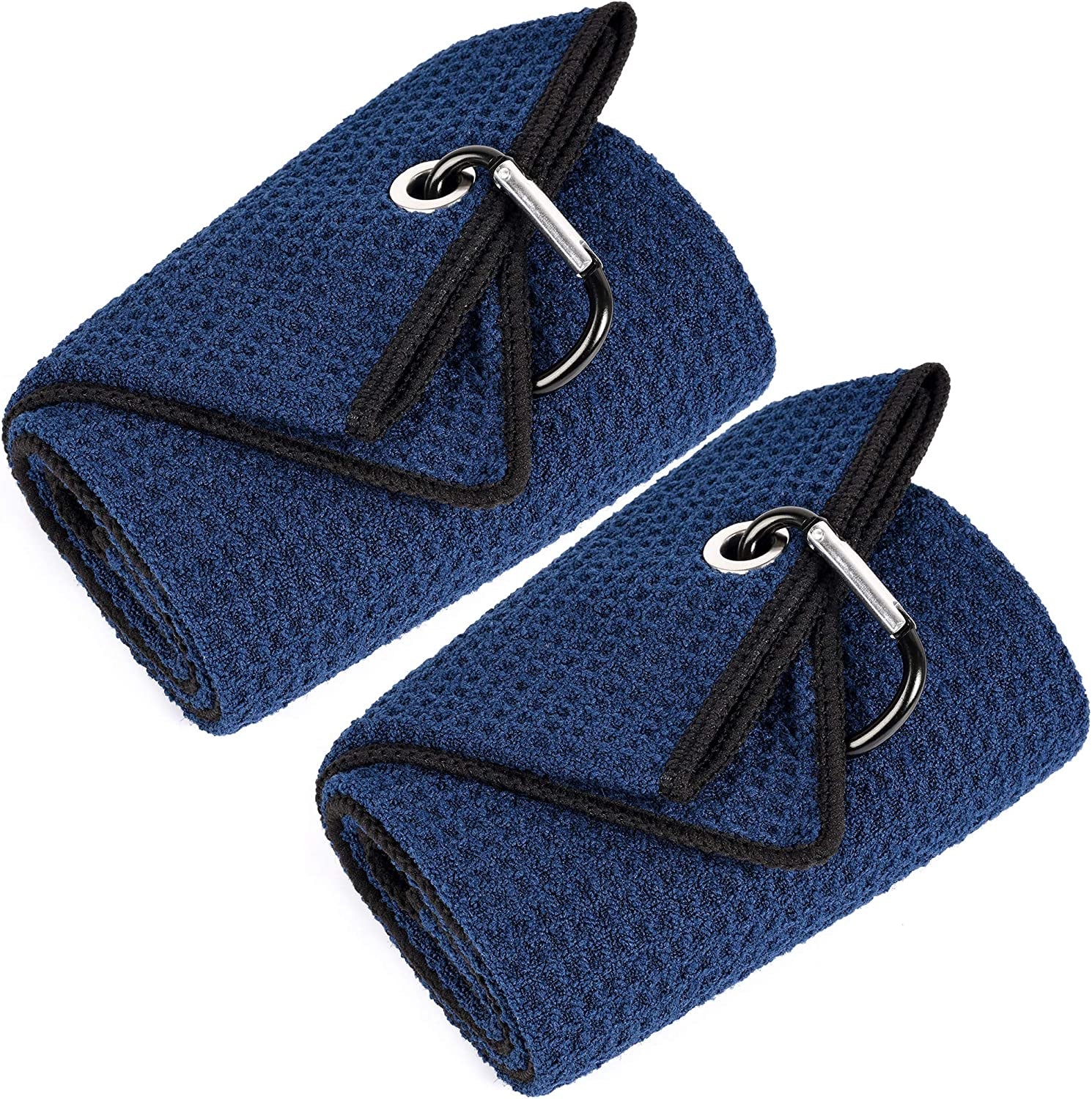 Mile High Life Tri-Fold Golf Towel | Premium Microfiber Fabric | Waffle Pattern | with Heavy Duty Carabiner Clip | Golf Towel for Men and Women (Orange)