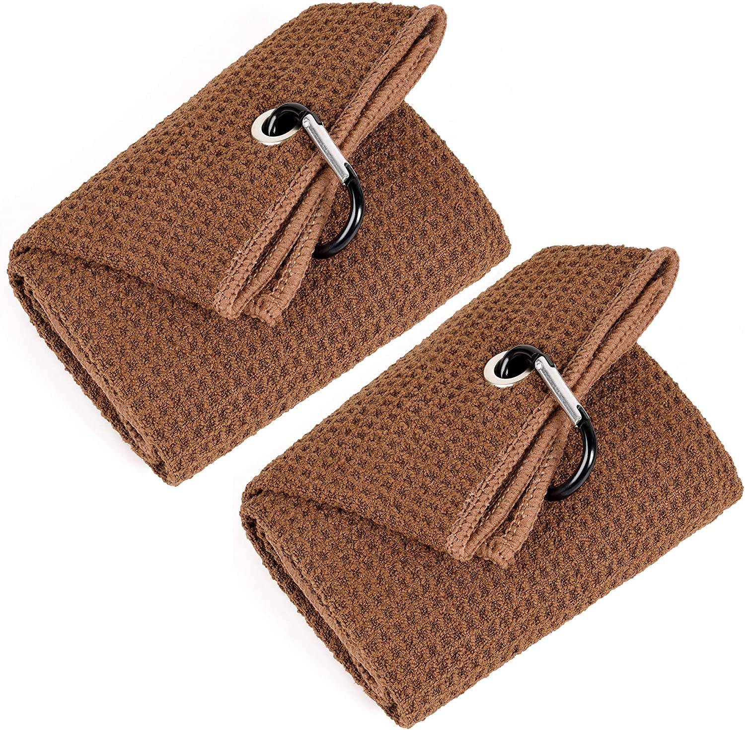 Mile High Life Tri-Fold Golf Towel | Premium Microfiber Fabric | Waffle Pattern | with Heavy Duty Carabiner Clip | Golf Towel for Men and Women (Orange)