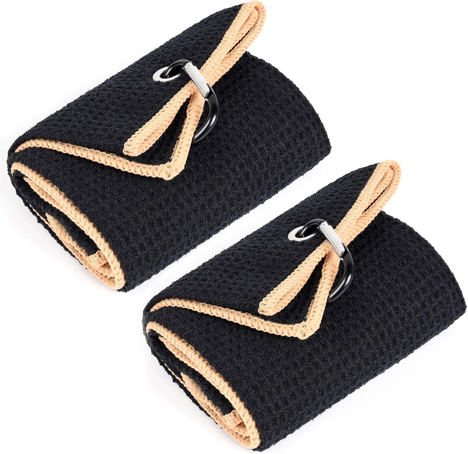 Mile High Life Tri-Fold Golf Towel | Premium Microfiber Fabric | Waffle Pattern | with Heavy Duty Carabiner Clip | Golf Towel for Men and Women (Orange)