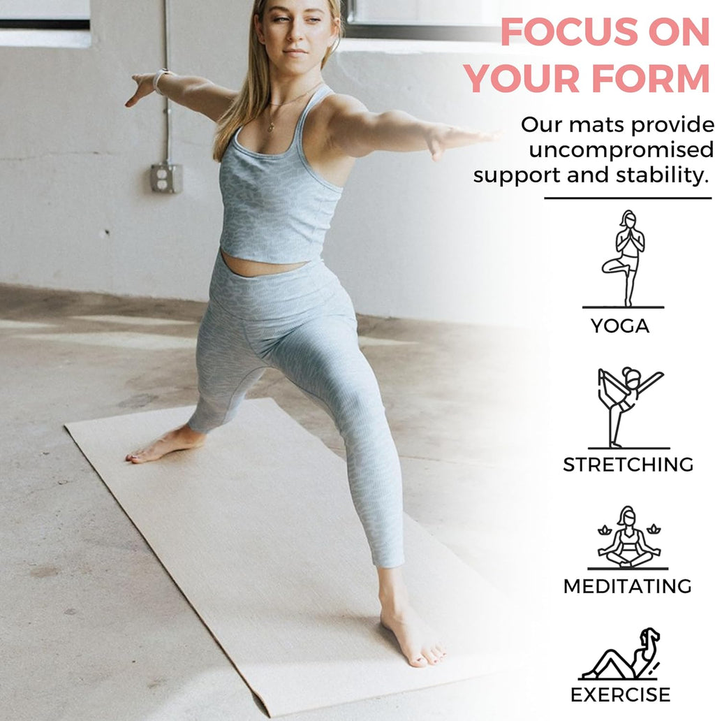 Ajna Organic Yoga Mat - Natural Jute Yoga Mats - Large Non Slip Eco Friendly Yoga Mats with Carrying Strap - Reversible Jute per - Extra Long Yoga Mat 72 Inch - 5Mm - All Types of Yoga - Vegan